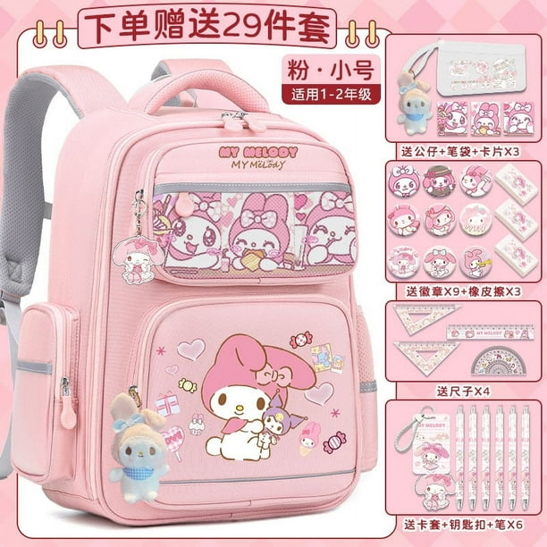 Sanrio New Melody Student Schoolbag Stain-Resistant Cute Cartoon Casual and Lightweight Shoulder Pad Backpack