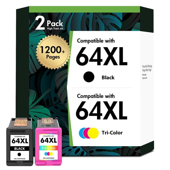Cartucho de tinta de tóner H-Party 64XL 64 negro y color, paquete de 2