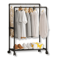 Genérico - Organizador Multifuncional Perchero Negro Doble De Ropa Zapatos