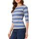 thumbnail image 4 of INSPIRE CHIC Camisetas a Rayas de Mujer para Regreso a Clases Ajustadas con Mangas al Codo y Cuello de Barco Talla S Gris Azul, 4 of 6