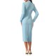thumbnail image 3 of INSPIRE CHIC Vestido Elegante de Mujer Lápiz Cuello en V Manga Larga 2025 Vestidos de Trabajo a la Rodilla XL Azul Cielo, 3 of 5