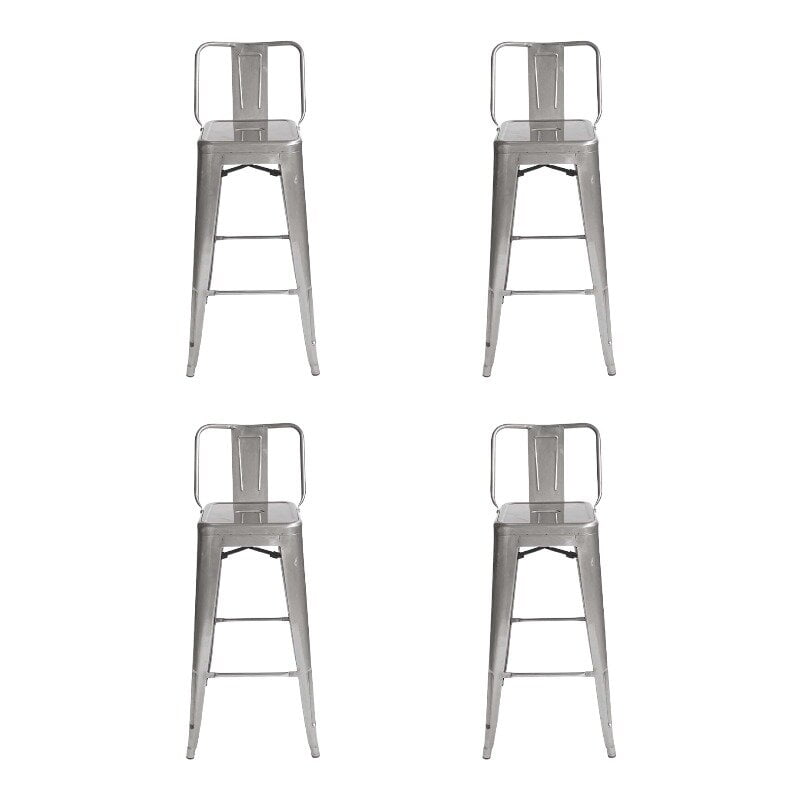 Topdeco - Pack 4 Pisos Tolix Plata, Respaldo Bajo, Bar