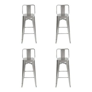 Topdeco - Pack 4 Pisos Tolix Plata, Respaldo Bajo, Bar