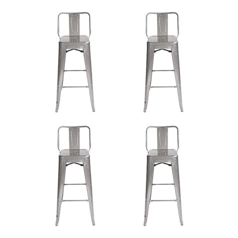 Topdeco - Pack 4 Pisos Tolix Plata, Respaldo Bajo, Bar