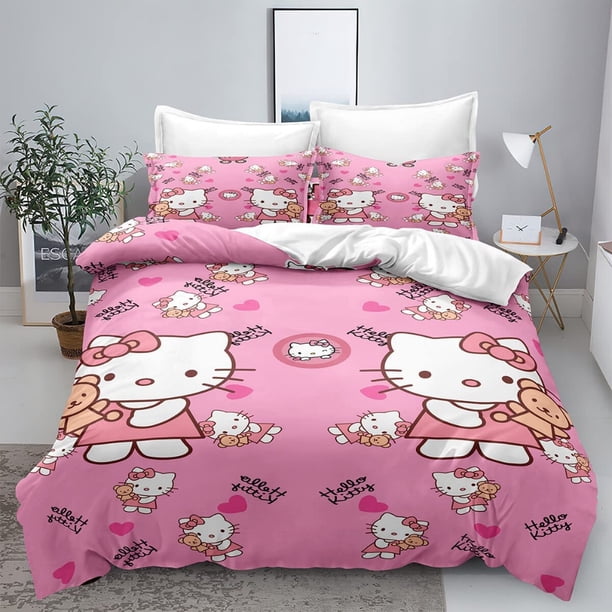 Sanrio CuteHello Kitty Duvet cover Bedding Supplies Girl Princess Dormitory Room Pillow Cover Quilt Cover Two Piece Set Bed Sheets