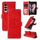 thumbnail image 4 of Funda tipo cartera FOXDOCK para Samsung Galaxy Z Fold 3 , diseño girasol en relieve, cuero PU, cierre magnético, soporte y tarjetero, 4 of 5