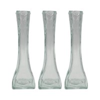 Fliperex - Set 3 Floreros Decorativos De Vidrio Pequeño Transparente Blanco