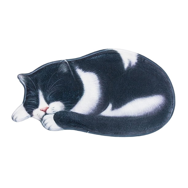 Alfombra de gato durmiente, alfombra 3D para gato, alfombra moderna antideslizante para decoración del hogar, felpudo para interior, habitación de niñ Blanco negro