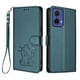 thumbnail image 1 of Funda Billetera con Relieve de Gato para Motorola MOTO G85 5G, Verde Oscuro, 1 of 6