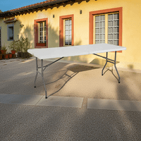 Igpro - Mesa Plegable 180X75X74 Cm Tipo Maleta Blanca