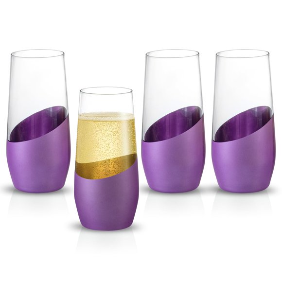 Juego de 4 copas de champagne MyGift 310 ml púrpura y dorado