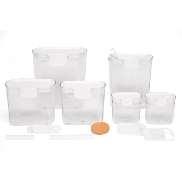 Juego de recipientes herméticos ProKeeper Baker's para almacenar harina, azúcar y más, mantiene los ingredientes frescos, con accesorios (blancos)