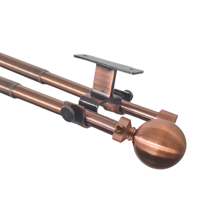 Metalhsa - Set Barras Para Cortina Doble 16/19 Mm Extensible 75-110 Cm A Techo Cobre Bola