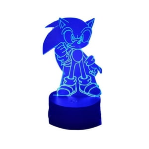 Lelumania - Lampara Ilusion 3D Sonic De 7 Colores, Base Touch
