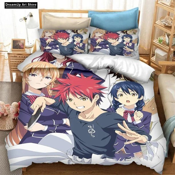 Anime Food Wars! Shokugeki no Soma Bedding Set Cute Quilt Cover Bed Cover With Pillowcase Boys Adult