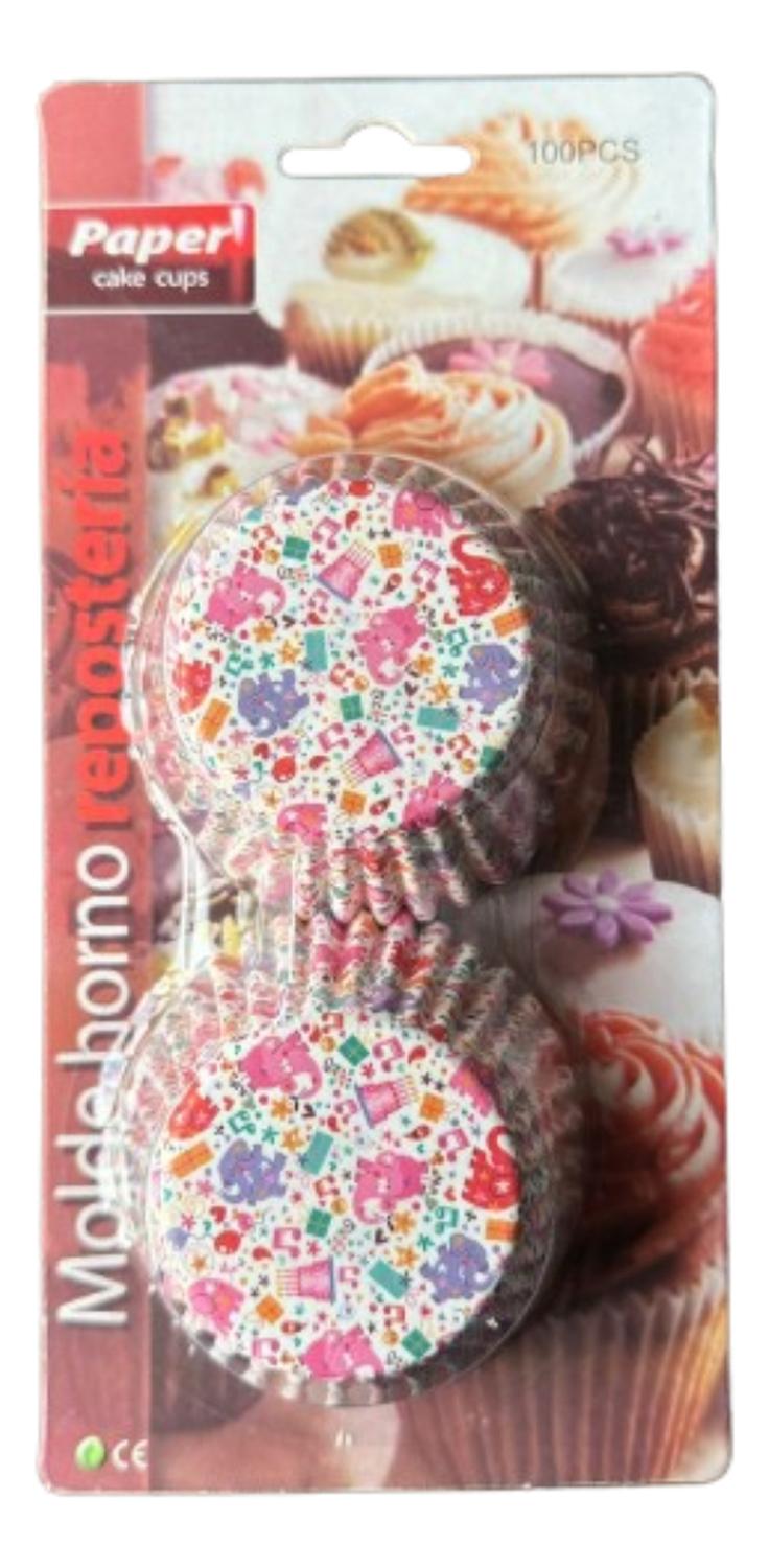 Genérico - Capsulas Cupcake Diseño B Elefantes 100 Un Blanco