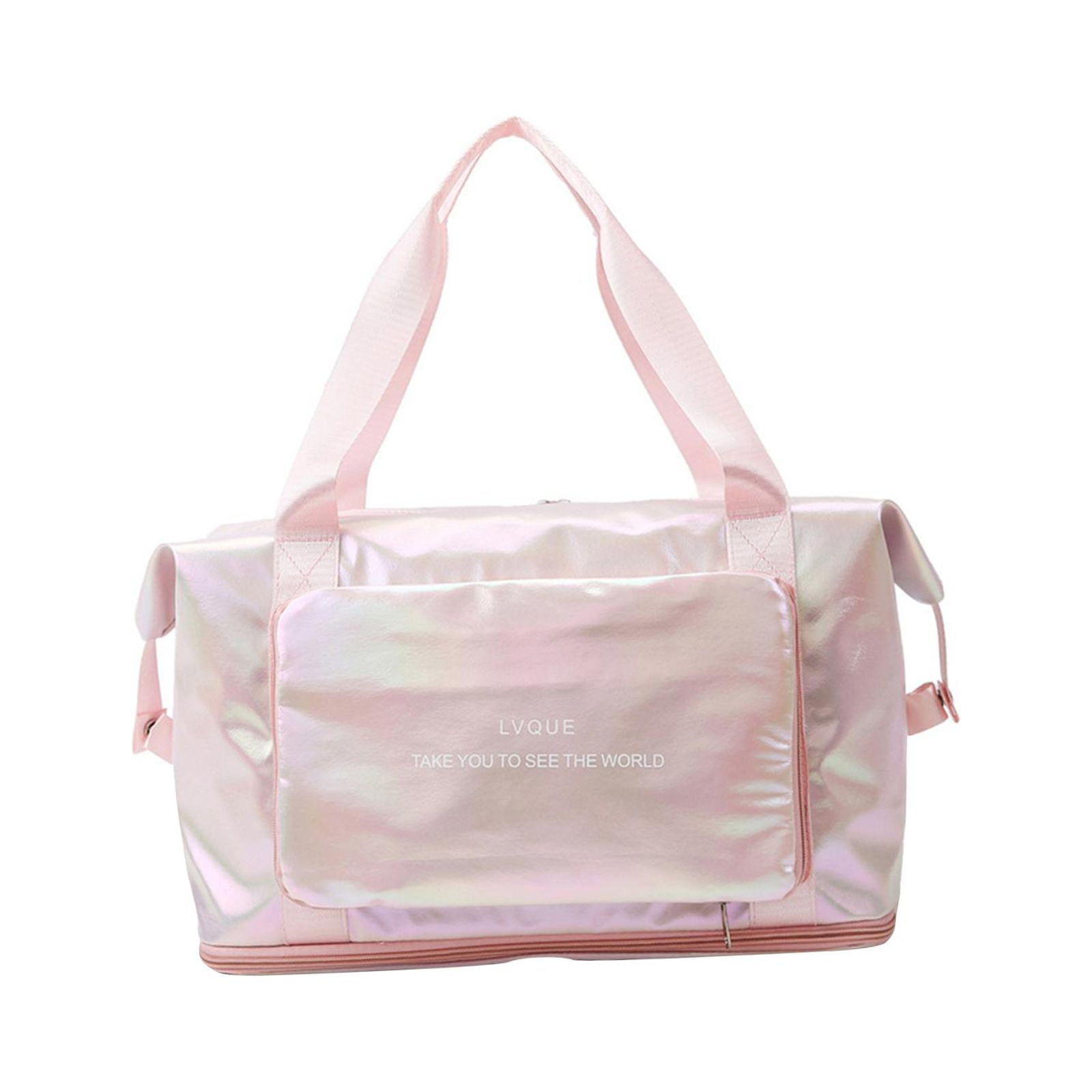 Magideal - Bolsa De Lona De Viaje Bolsa De Gimnasia Deportiva Bolsa De Yoga Ligera Multiusos Bolsa De Equipaje Bolsa De Asas Plegable Bolsa De Noche Para Acampar Rosa Claro