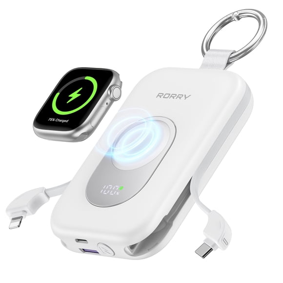 Batería externa RORRY 20000 mAh PD 30 W con 2 cables y llavero