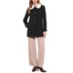 thumbnail image 2 of Abrigo de invierno para mujer con botonadura sencilla, abrigo hasta el muslo, cuello contrastante, chaquetón XS negro, 2 of 6