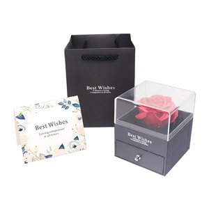 Magideal - 3X Caja De Regalos De Rosas, Rosas De Flores Eternas, Con Bolsa De Regalo Y Tarjeta De Felicitación Para Novia, Mamá, Esposa, Regalo Del Día De San , Gris