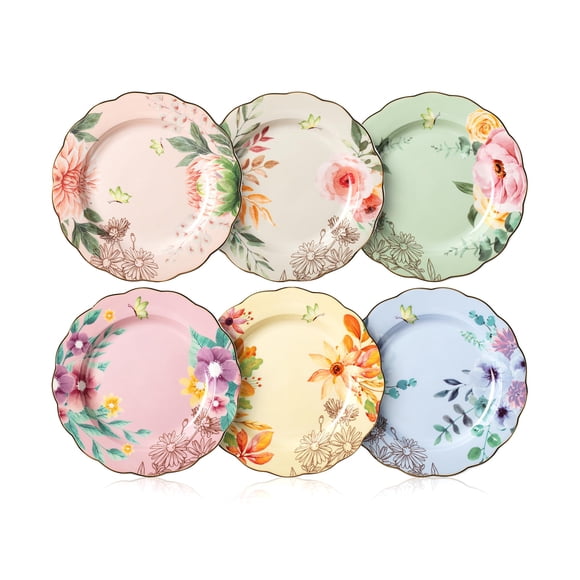 Juego de 6 Platos Brew To A Tea 20 cm Floral
