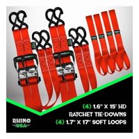 Genérico - Pack X 4 Correas De Amarre Hd 4 Cm X 457 Cm Rhino Usa Rojo