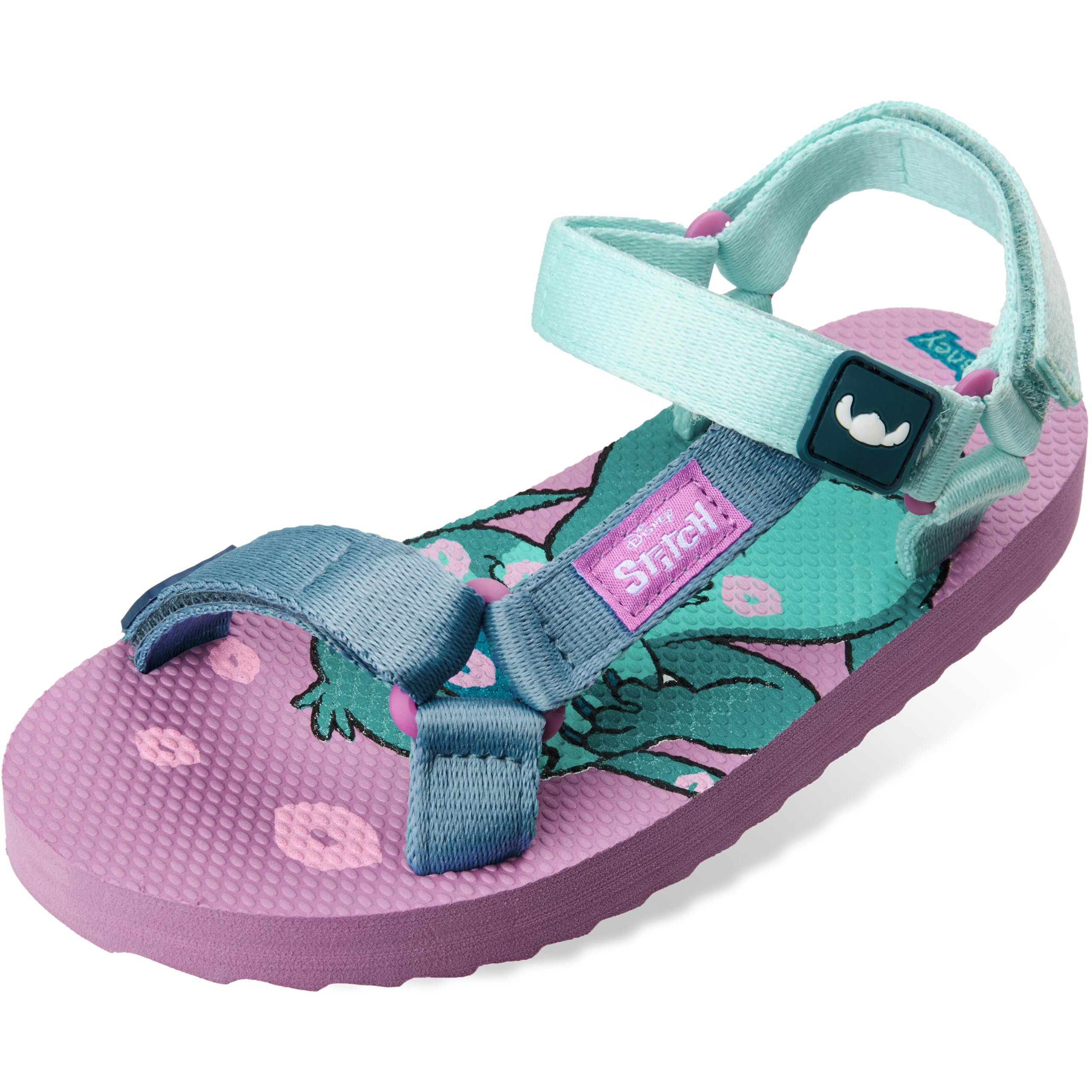 Sandalias Disney Stitch Para Niñas, Color Lila/Azul, Talla 12 Us
