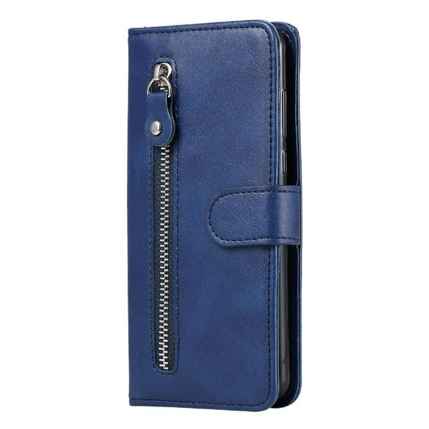 Funda con Cremallera para Samsung Galaxy A12 5G, Carcasa Cartera de Cuero PU con Soporte y Tarjetero