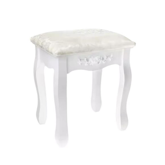 Taburete De Tocador Madera Blanco Rose Angela