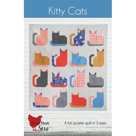 Patrón de acolchado Kitty Cats Fat Quarter, 3 tamaños