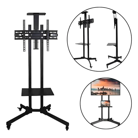 Linea Sport - Rack Soporte Con Ruedas Stand De Tv Móvil 32 A 70 Negro