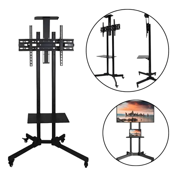 Rack Soporte Con Ruedas Stand De Tv Móvil 32 A 70 Negro
