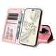 thumbnail image 3 of Funda tipo cartera FOXDOCK para Honor 100 Pro , diseño girasol en relieve, cuero PU, cierre magnético, soporte y tarjetero, 3 of 5
