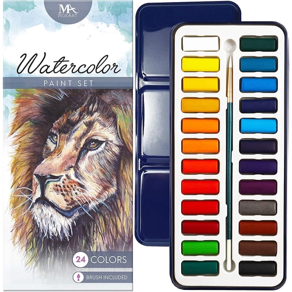 Set de Pintura Acuarela MozArt Supplies 24 Colores + Pincel