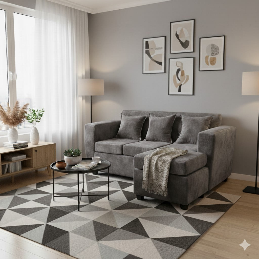 Deco Outlet - Seccional Kansas 3.1 Felpa Gris