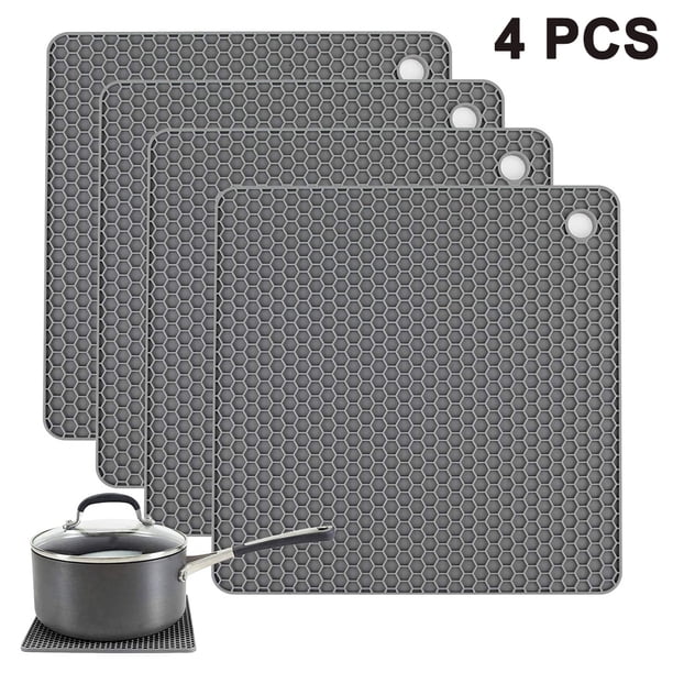Mantel individual cuadrado de silicona de grado alimenticio de 4 piezas, tapete de panal, tapete de mesa impermeable y aislante del calor, tapete de protección contra altas temperaturas y calor