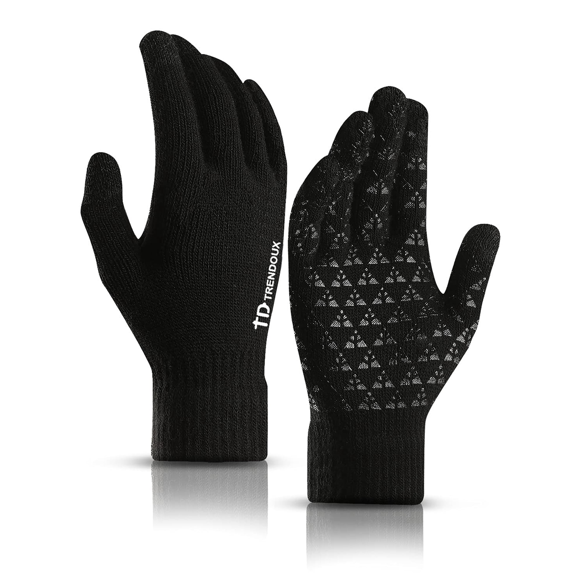 Guantes De Invierno Trendoux Knit Con Pantalla Táctil, Antideslizantes, Negros, Talla M