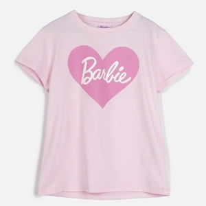 Polera Manga Corta Niña Corazon Rosado Barbie