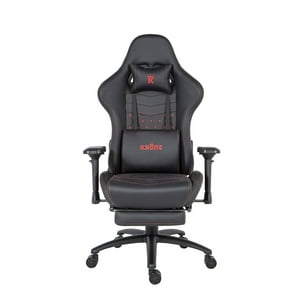 Silla Gamer Oficina Krone Xl Pro Reclinable + Masaje + Apoyapiés Negro