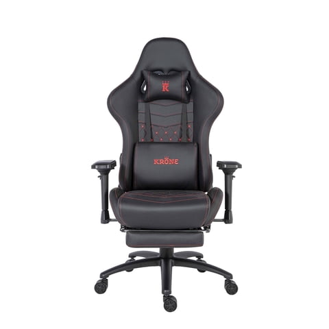 Silla Gamer Oficina Krone Xl Pro Reclinable + Masaje + Apoyapiés Negro