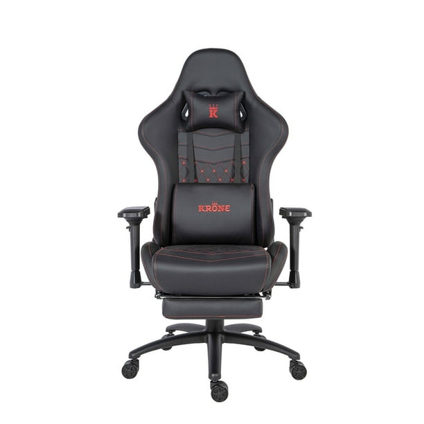 Silla Gamer Oficina Krone XL PRO Reclinable + Masaje + Apoyapiés negro