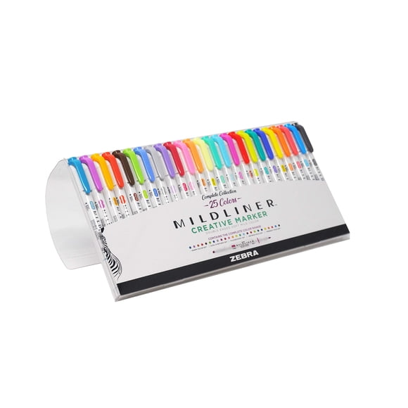 Iluminador Zebra Mildliner de doble punta, paquete de 25