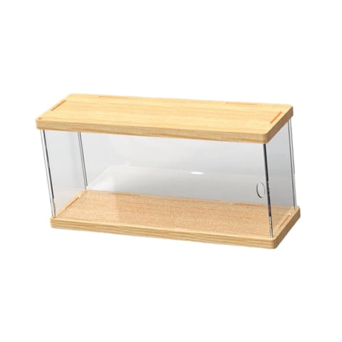 Magideal - Caja De Exhibición De Figuras De Acción Para Encimera, Base Y Tapa De Madera, Acrílico Transparente Multifuncional Para Pequeños Adornos Resistentes