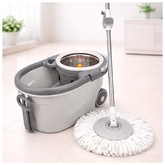 Mopa Trapeador Giratoria 360 Centrifugadora Acero Removible Color Gris