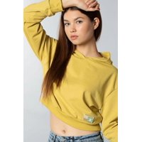 Home Fashion - Poleron Crop Mujer Amarillo Con Capucha Talla S