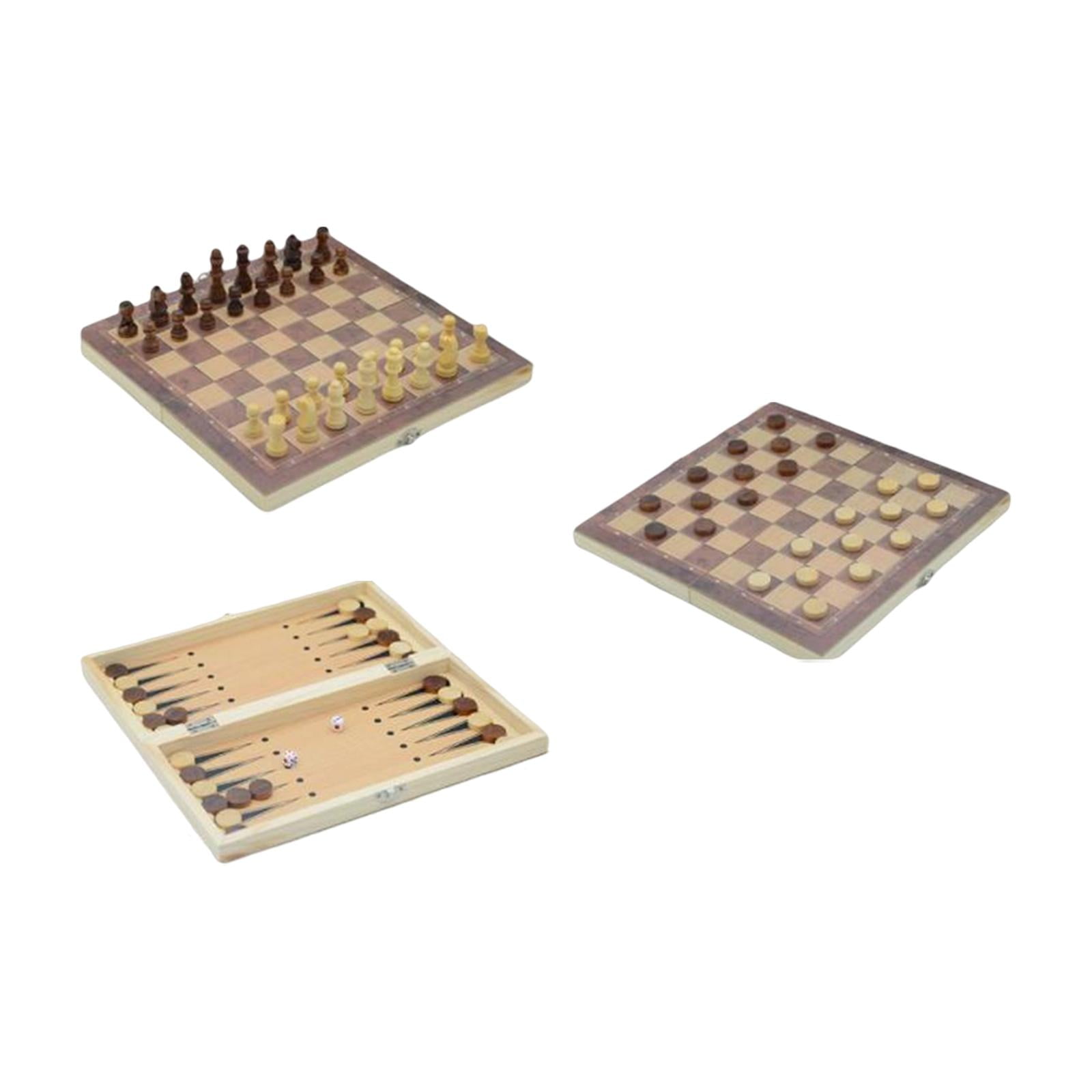 Magideal - Juego De Ajedrez 3 En 1, Tablero Plegable, Juguetes Educativos Estuche De Viaje Liviano Juegos De Mesa Ajedrez Damas Juegos De Backgammon Para Viajar