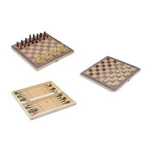Magideal - Juego De Ajedrez 3 En 1, Tablero Plegable, Juguetes Educativos Estuche De Viaje Liviano Juegos De Mesa Ajedrez Damas Juegos De Backgammon Para Viajar