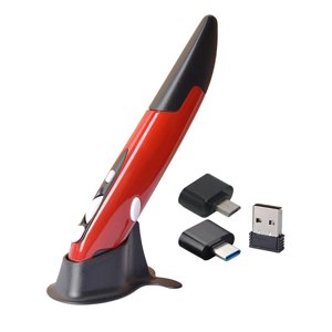 Magideal - Bolígrafo De Ratón Inalámbrico Creativo De 2,4G, Con Receptor Usb Micro Tipo 1200 1600 Cpi, Bolígrafo Óptico Con Bolígrafo Vertical Rojo