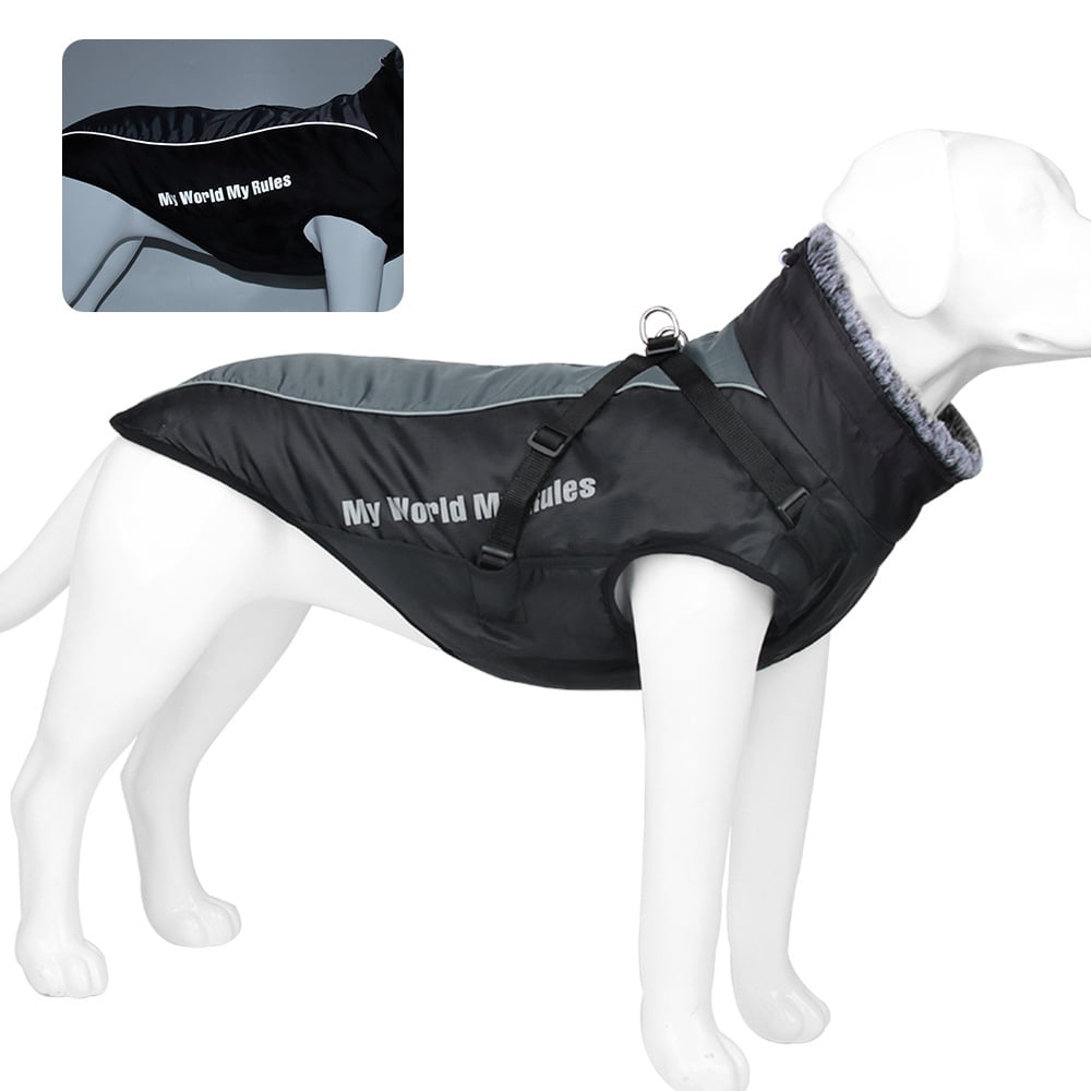 Xusx111 - Chaqueta De Perro Con Arnés Incorporado - Impermeable Fleece Abrigos De Perro Cálidos De Invierno Para Perros Pequeños Y Medianos, Ropa Reflectante Ajustable Chaleco De Cachorro Peludo Para