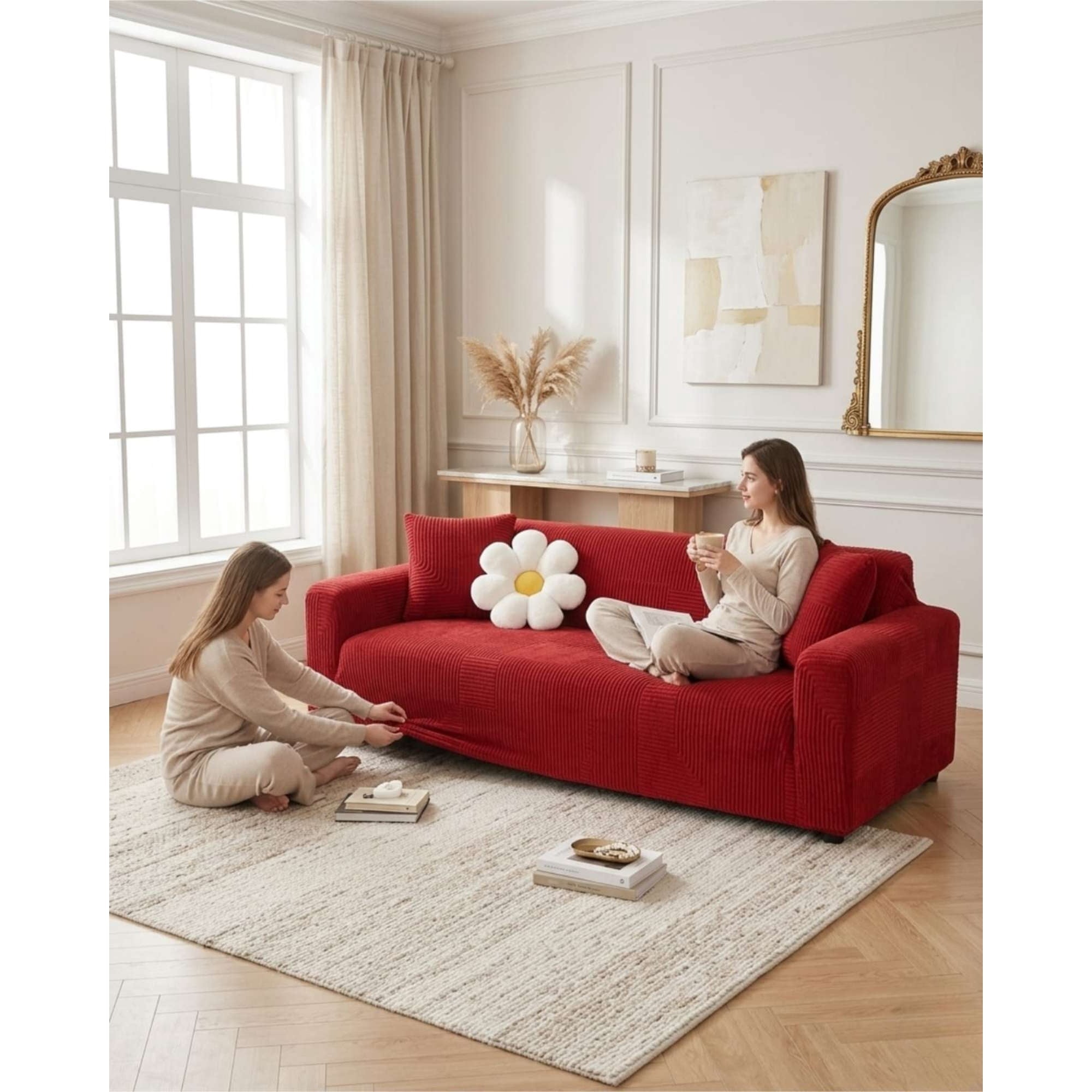 Mylhogar - Funda Para Sofa 4 Cuerpos Diseño Moderno De Polar